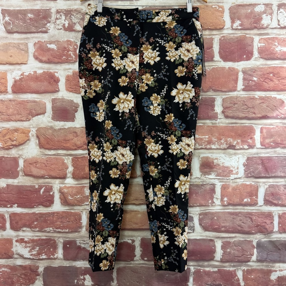 Jules & Leopold Pants Women's Medium Black Multicolor Garden Floral Trousers